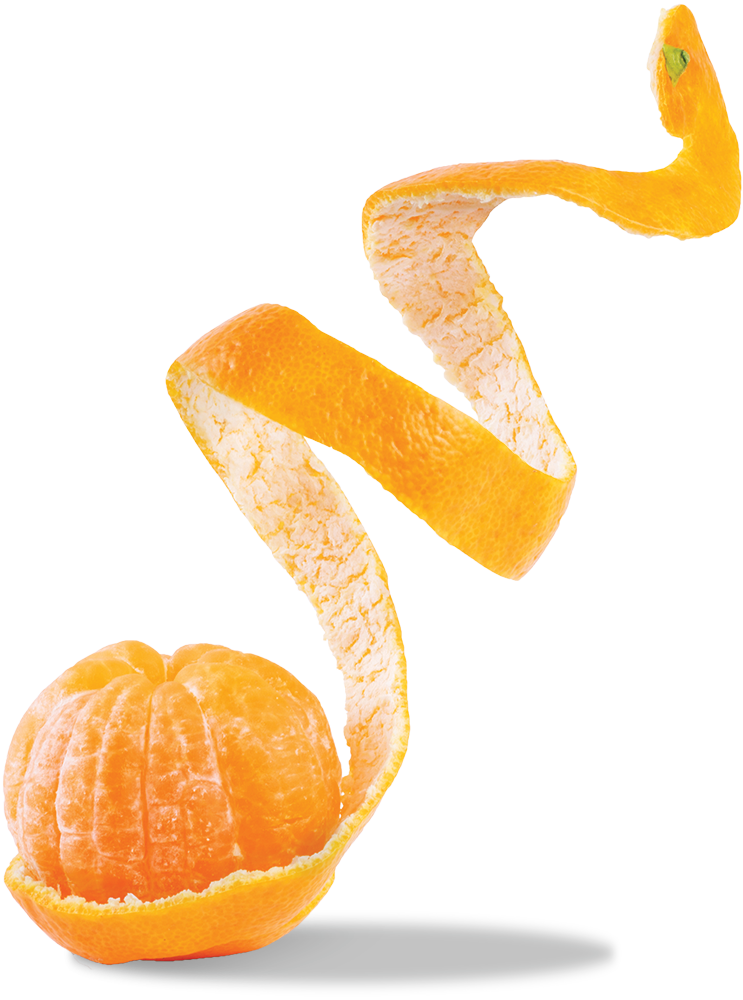 Closeup of a peeled orange